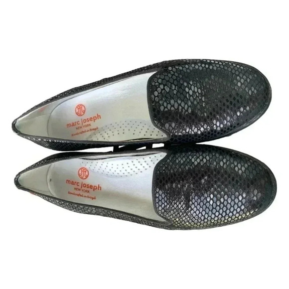 Marc Joseph Women's Black Flats Size 6 Columns CR Black Sparkle Snake Pattern - Picture 7 of 12